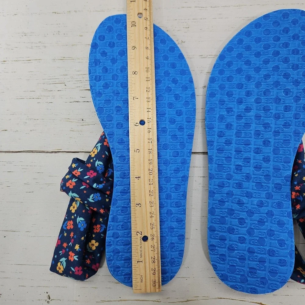 Sanuk Yoga Sling Burst Girls Youth Sandal Size 6-7 Blue Floral Flip Flop 1093851
